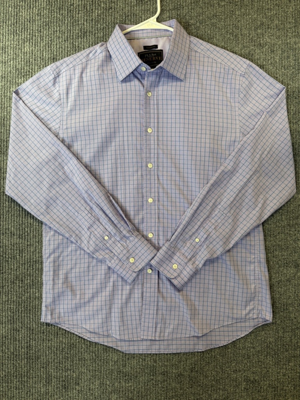 Jos. A. Bank Reserve Tailored Fit Lavender‎ and Blue Checked Dress Shirt Large